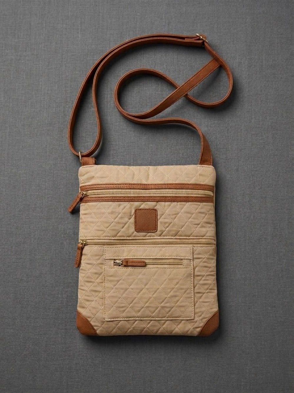 Stone Mountain Accessories Quilted Crossbody Bag - Light Brown